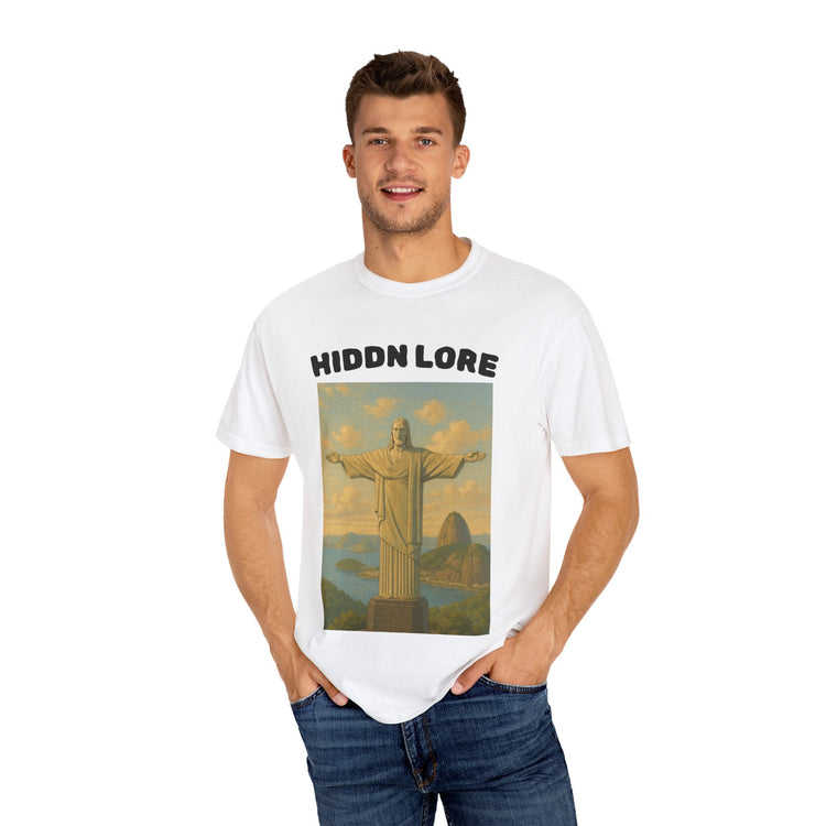 Christ the Redeemer T-Shirt with Hidden Lore Design, Casual Unisex Tee, Vacation Souvenir Shirt, Gift for Travelers, Faith - Inspired Apparel - HIDDN LORE