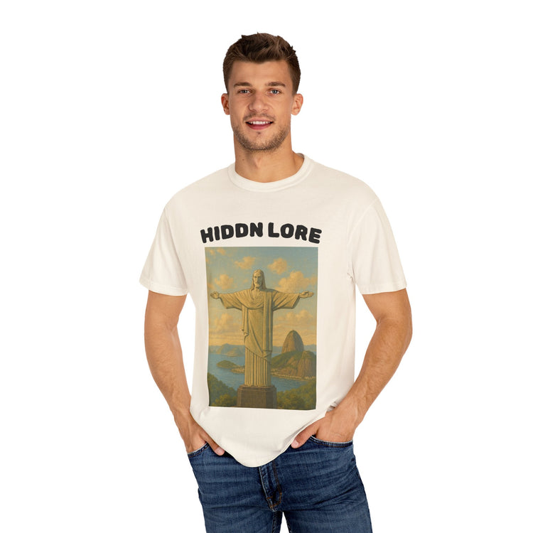 Christ the Redeemer T-Shirt with Hidden Lore Design, Casual Unisex Tee, Vacation Souvenir Shirt, Gift for Travelers, Faith - Inspired Apparel - HIDDN LORE