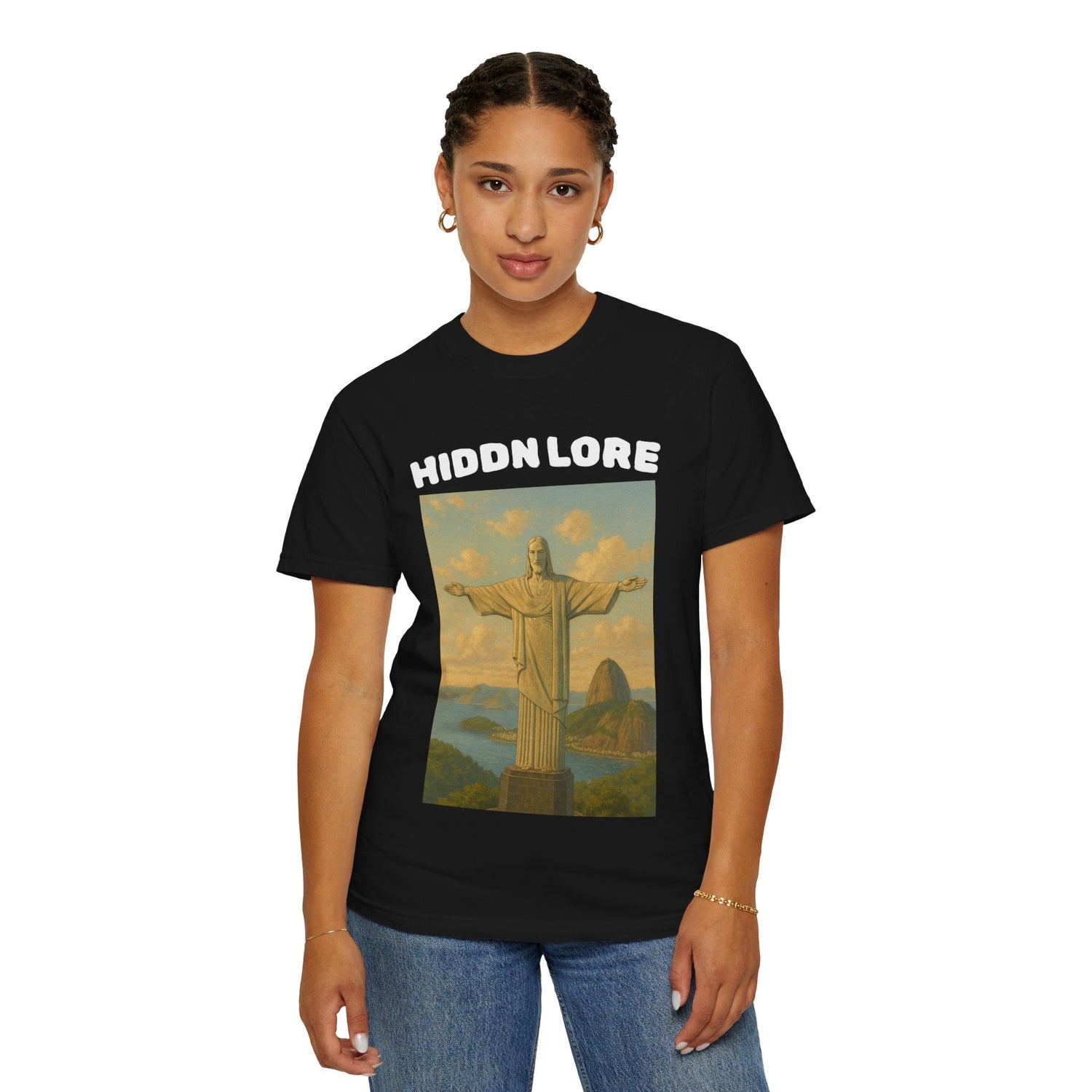 Christ the Redeemer T-Shirt with Hidden Lore Design, Casual Unisex Tee, Vacation Souvenir Shirt, Gift for Travelers, Faith - Inspired Apparel - HIDDN LORE