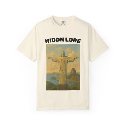 Christ the Redeemer T-Shirt with Hidden Lore Design, Casual Unisex Tee, Vacation Souvenir Shirt, Gift for Travelers, Faith - Inspired Apparel - HIDDN LORE
