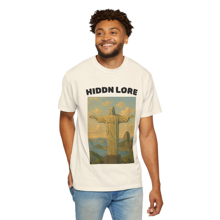 Christ the Redeemer T-Shirt with Hidden Lore Design, Casual Unisex Tee, Vacation Souvenir Shirt, Gift for Travelers, Faith - Inspired Apparel - HIDDN LORE